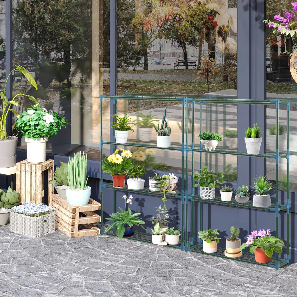 Scaffale per piante 4 livelli in metallo ¨C zephmum ¨C verde 70x27x110 cm