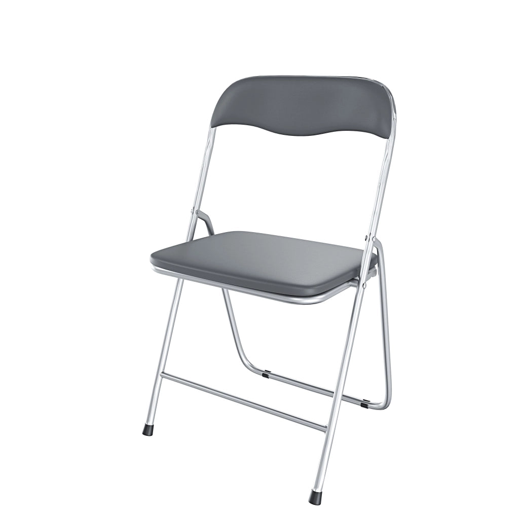 Set da 6 Sedia Pieghevole Slim Opaca in Metallo Sedie Salvaspazio per Ufficio Casa Campeggio Salotto Cucina In Ecopelle con Comoda Seduta Imbottita 78 x 44 x 44 cm (Grigio)