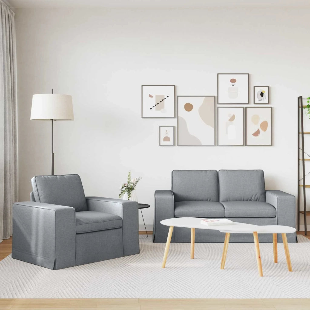Set di divani 2 pcs Grigio chiaro 162 x 80 x 82 cm Tessuto