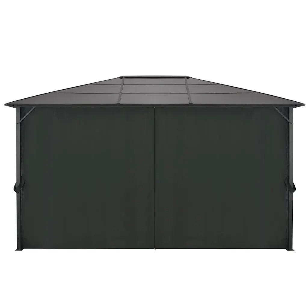 Gazebo con Tende in Alluminio 4x3x2,6 m Nero 44642
