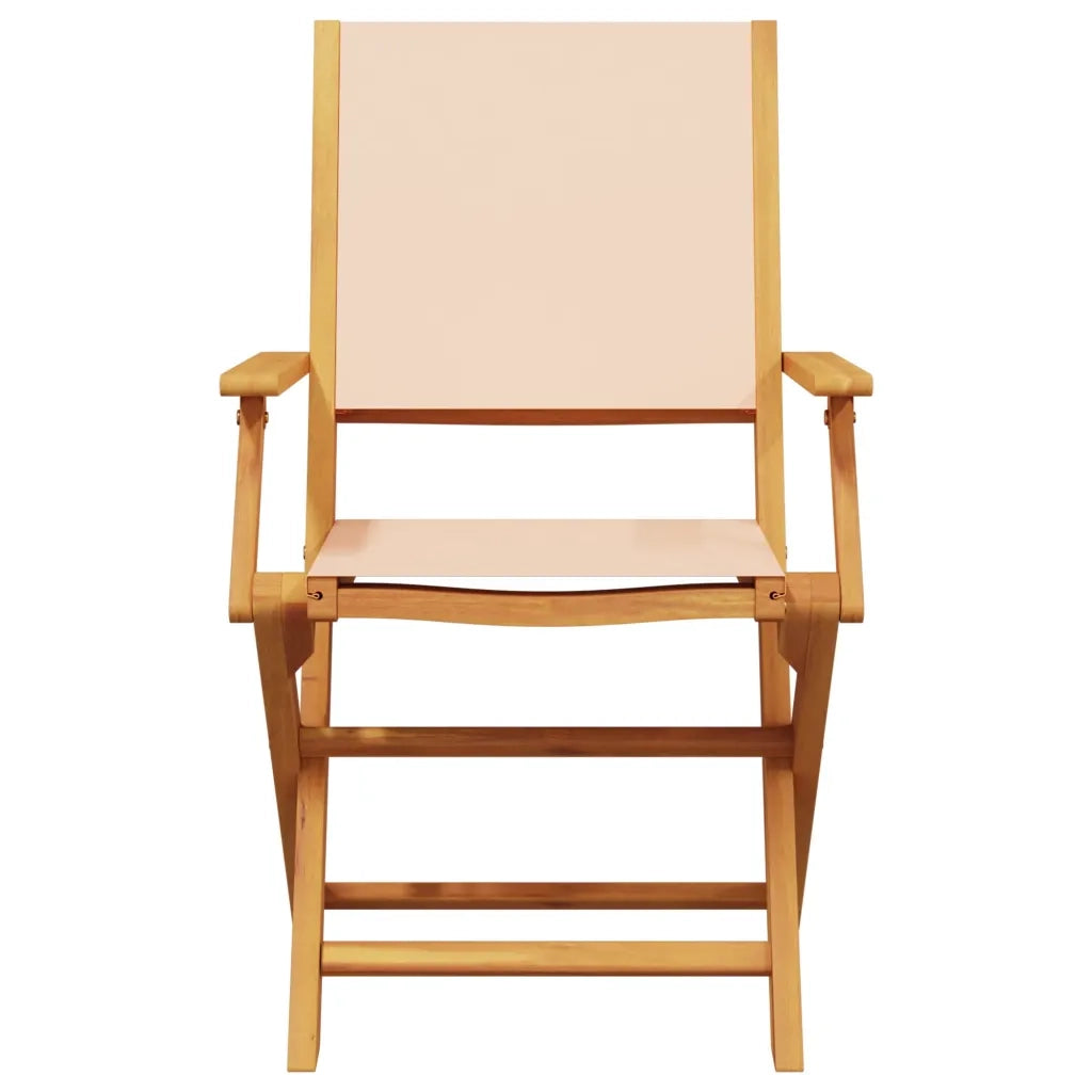 Set Pranzo da Giardino 5 pz Beige in Tessuto e Legno Massello