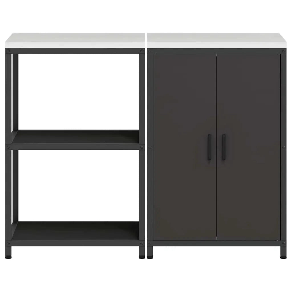 vidaXL Set di Stoccaggio per Cucina 2 pcs Nero 120 x 50 x 92 cm
