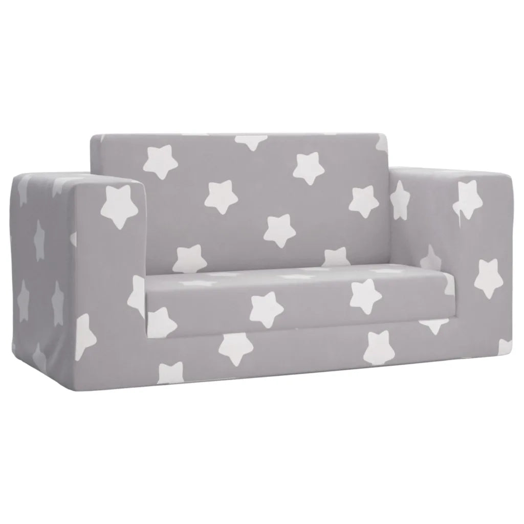 Divano Letto Bambini a 2 Posti-Sofa Letto-Daybed Grigio Chiaro con Stelle Peluche 529787