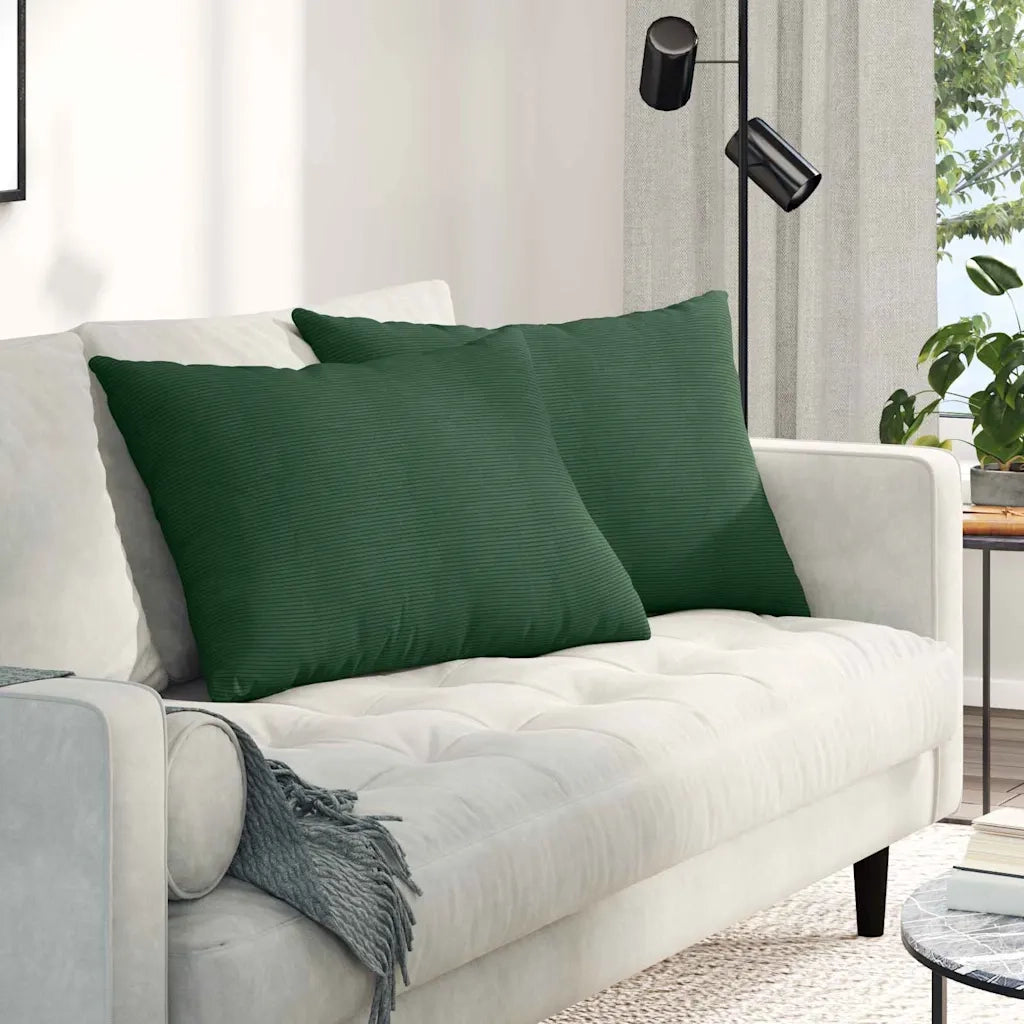 Cuscini da Divano 2 pz | Cuscini per sedie Verde Scuro 70 x 50 cm Tessuto in Cords