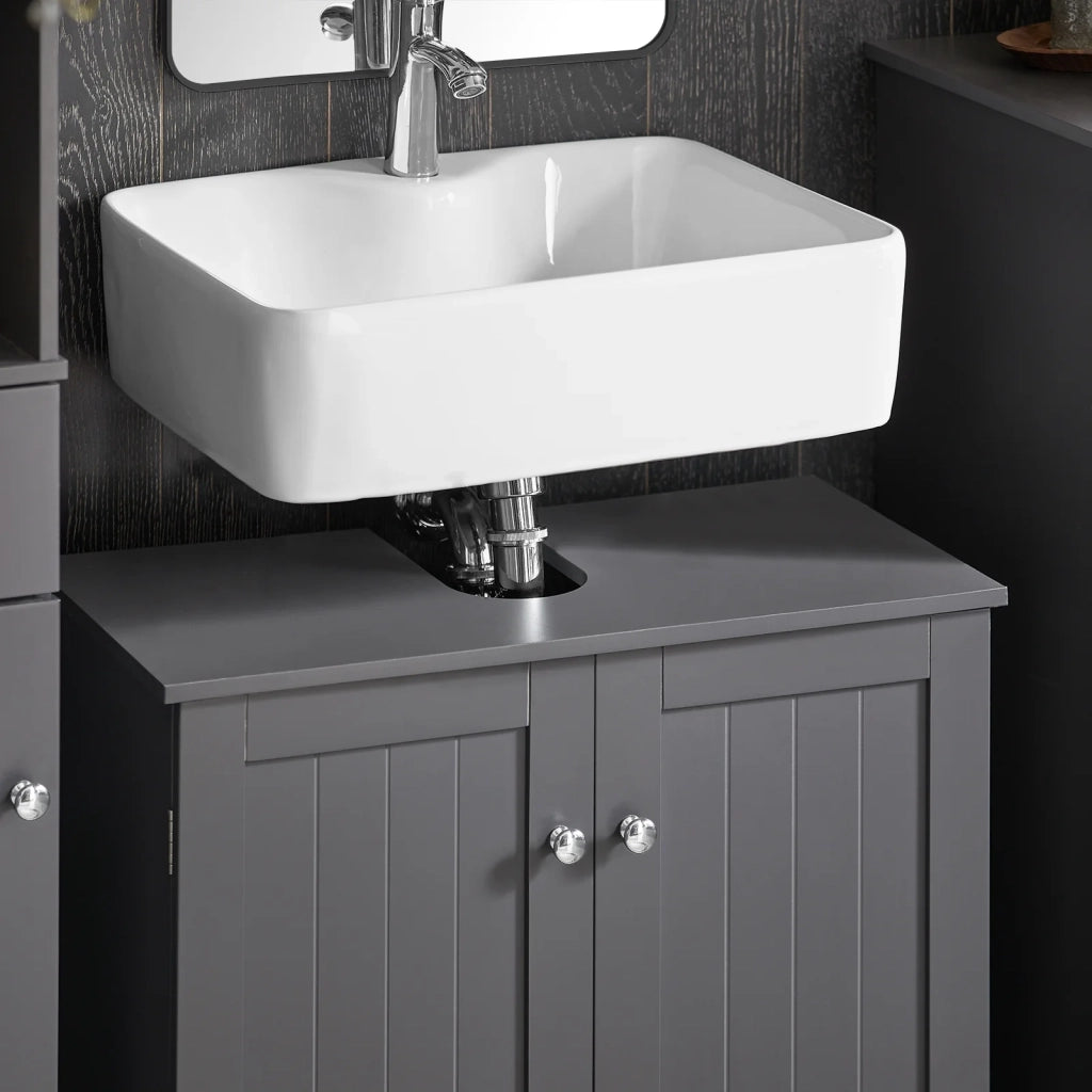 Mobile sottolavabo per Bagno con 2 Ante mobili bagno L60*P30*A60 cm Grigio BZR18-DG