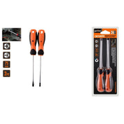 Trade Shop - Set 2 Pz Cacciavite Giraviti Con Punta Magnetica A Taglio E A Croce 75 Mm 97177 -