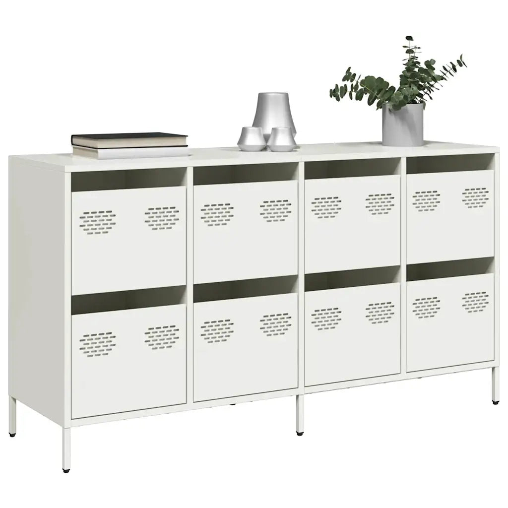 Credenza Bianca 135x39x73,5 cm in Acciaio Laminato a Freddo 3307172