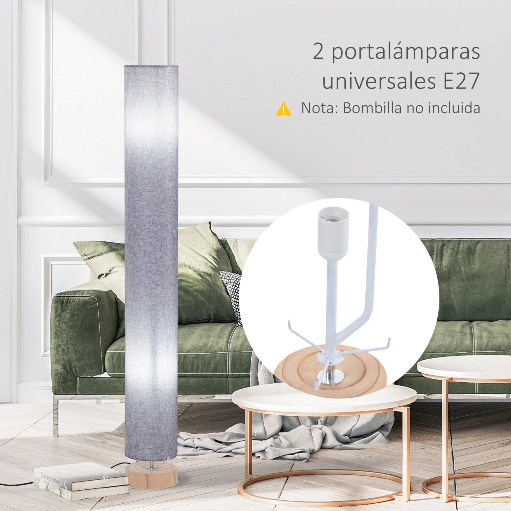 Lampada da terra per soggiorno ¨C zephmum ¨C grigio, metallo, lino, ?15x120 cm