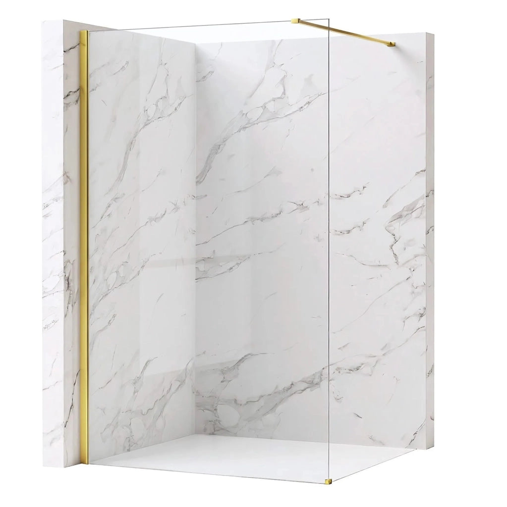 Parete Doccia Rea Flexi Transparent / Gold 130