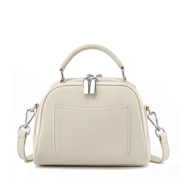 Borsa a tracolla piccola in vera pelle da donna, borsa a mano alla moda, colore bianco