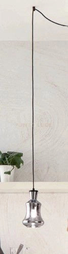 SOSPENSIONE PIN SOLO VETRO/B FUME' CAVO NERO D.15CM H.24CM ATTACCO E14