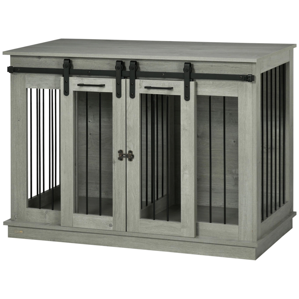 Gabbia per cani ¨C zephmum ¨C Grigio, 2 porte, design rustico
