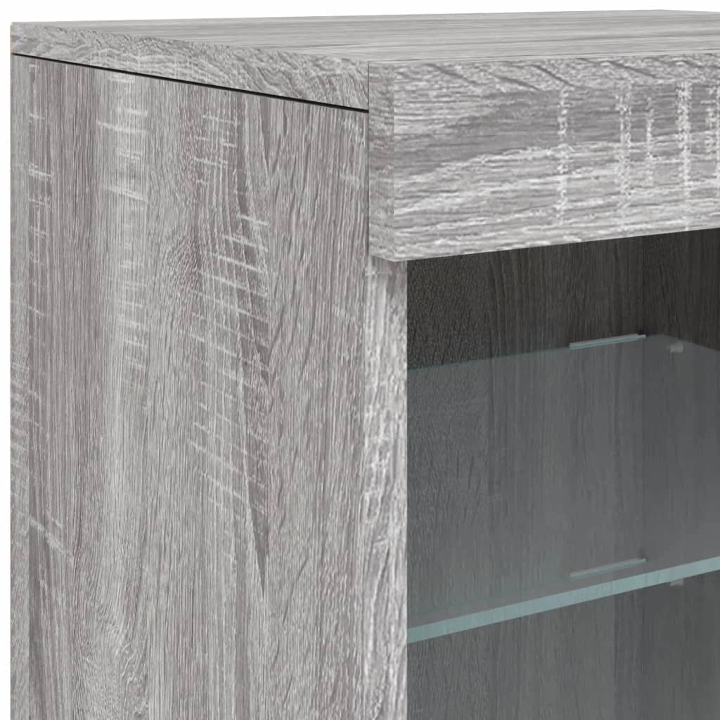 Buffet credenza cassettiera armadio mobile contenitore organizer per cucina soggiorno salotto con luci LED Sonoma 41 x 37 x 67 cm grigio 02_0030075