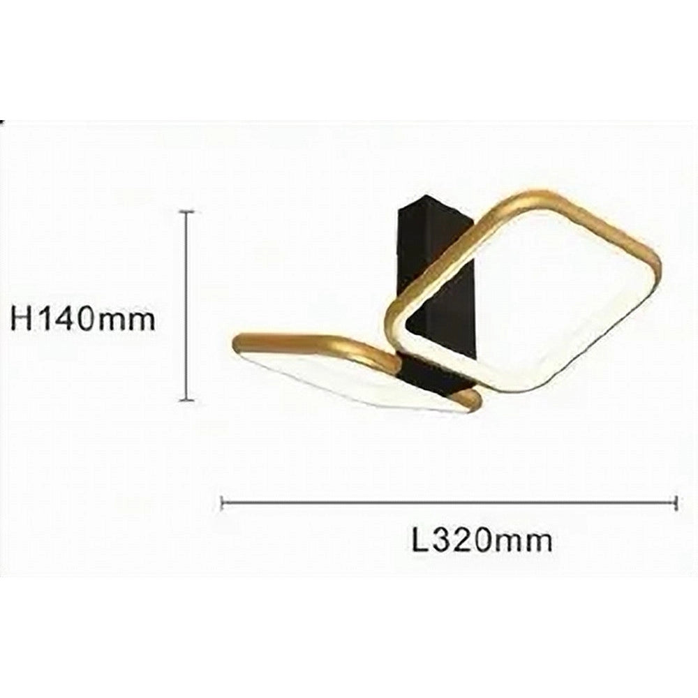 Trade Shop - Plafoniera Led 20watt 2 Quadrati Oro Design Moderno Lampadario Da Soffitto 50575 -