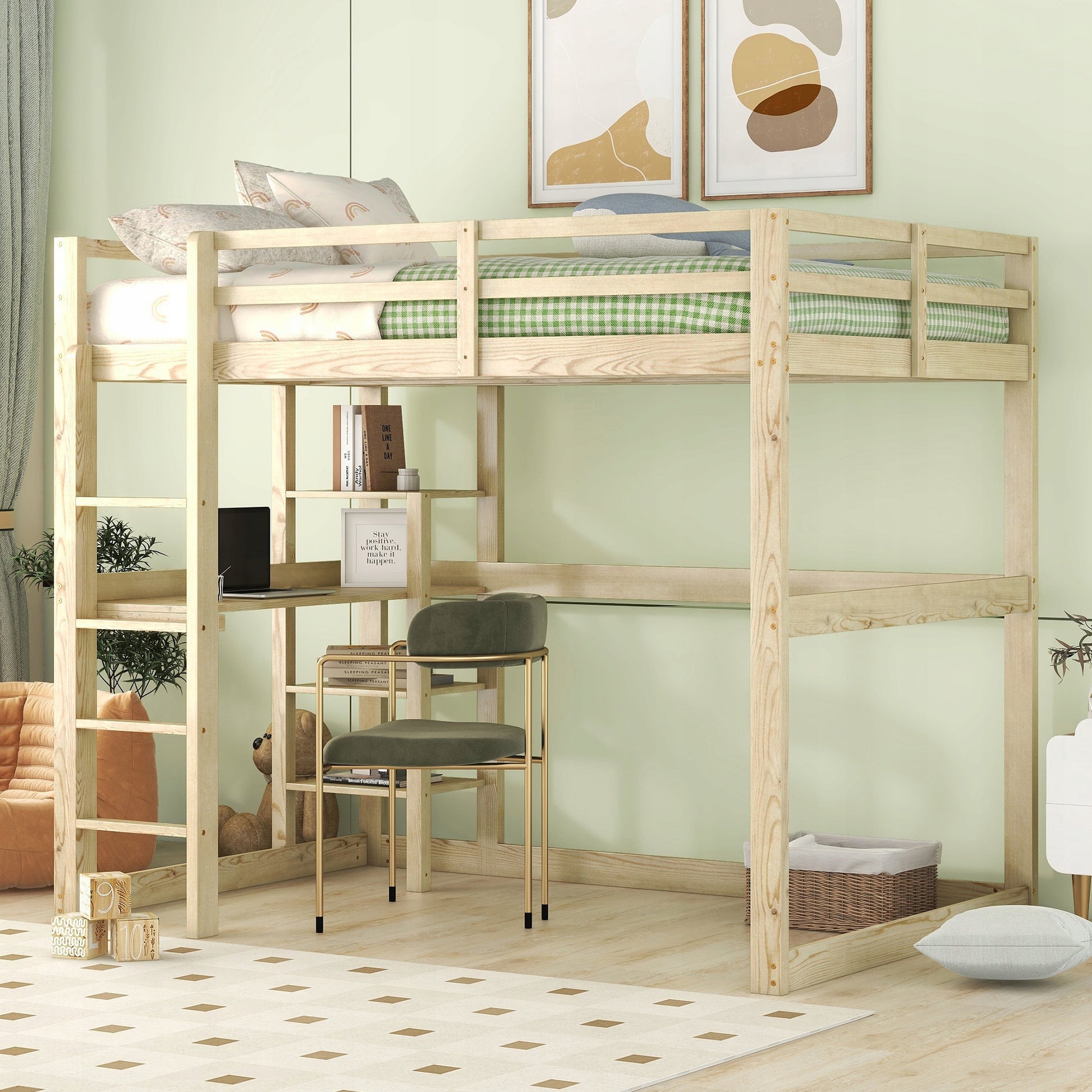 Letto a castello in legno con scrivania - Xylo - 140x200 cm