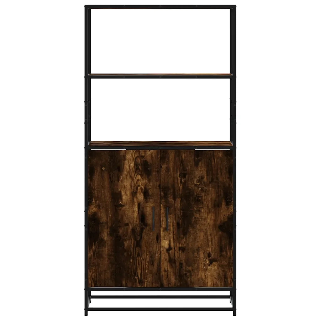 Credenza Rovere Fumo 68x35x139 cm Legno Multistrato Metallo 849051