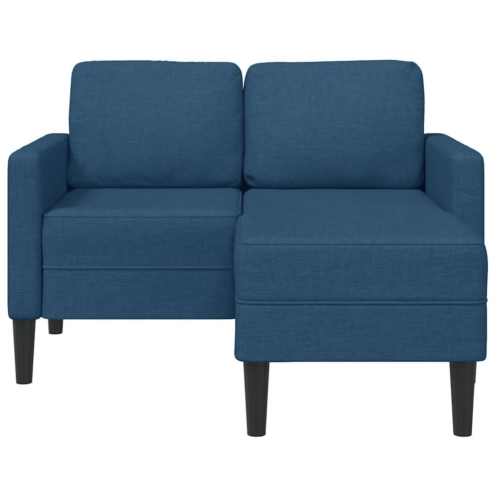 Divano 2 Posti con Chaise longue a L Blu 125 cm in Tessuto 4107066