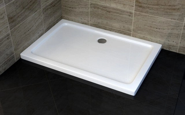 Piatto doccia rettangolare ultra slim h.5 cm acrilico bianco SMIRNE 80x100 cm,Piletta scarico esclusa