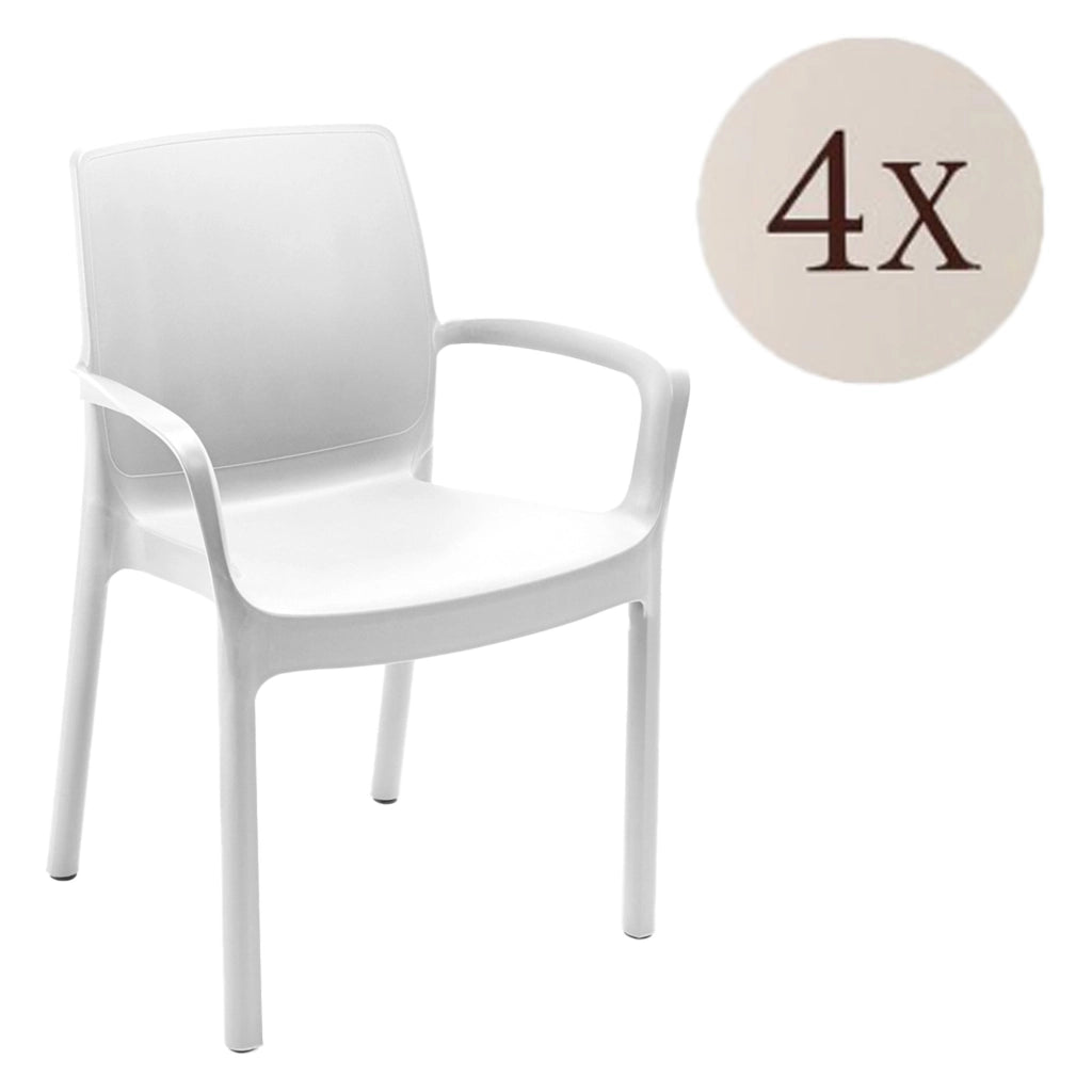 Sapps, Sedia da Esterno 4 Sedie Made in Italy, Bianco