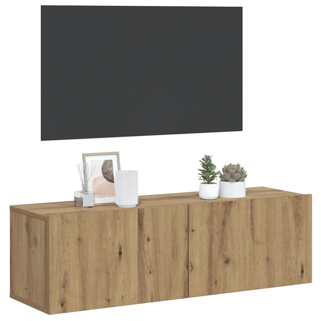Mobile TV a Parete Rovere Artigianale 80x30x30 cm in Truciolato 856017