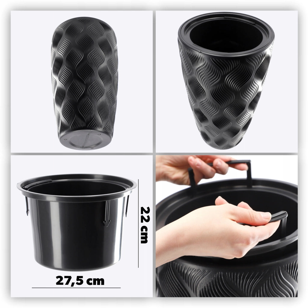 Vaso da fiori KADAX con inserto 58 cm, copertura per vaso da fiori in plastica alta