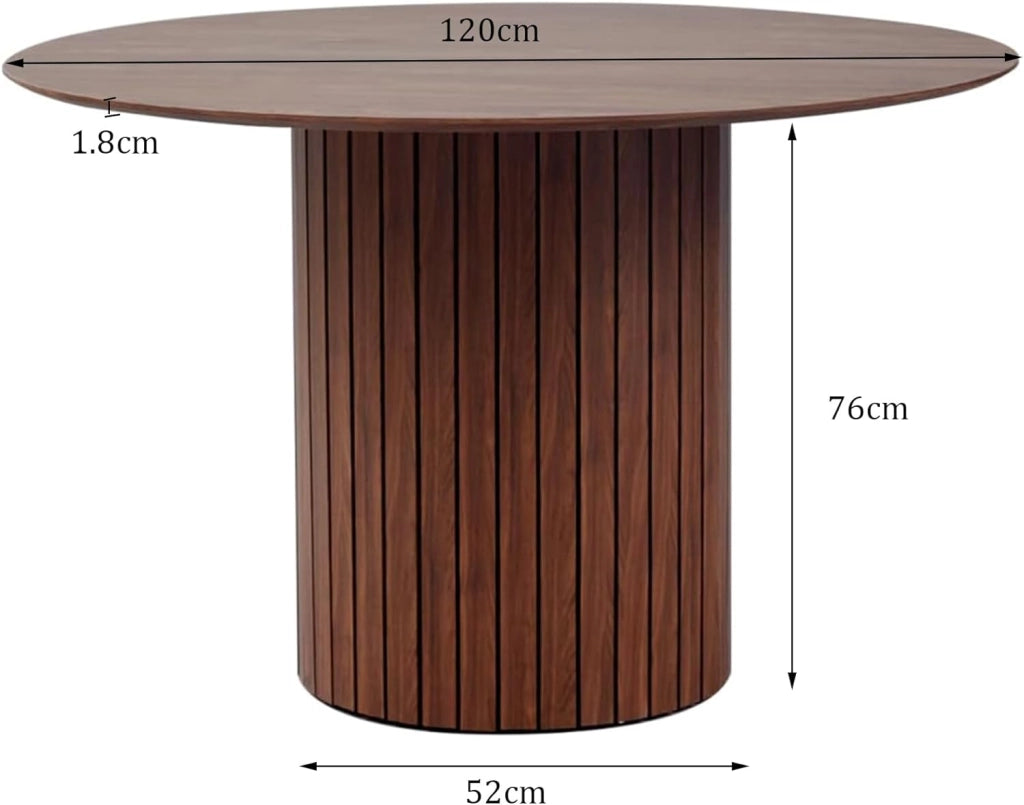 GrandCA HOME Tavolo da Pranzo Rotondo, Tavolo da Cucina Moderno 120 cm, Tavolo da Pranzo con Base Rotonda in Legno, Grande Scrivania in MDF per 4-6, Marrone Scuro