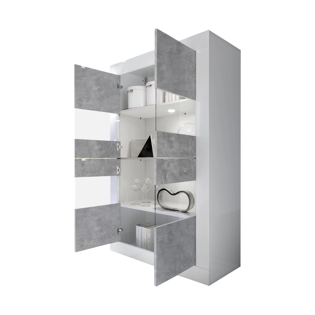 Mobile Espositore Suzzara, Vetrina 3 Ripiani, 101.4x42x161.2h cm Bianco Lucido