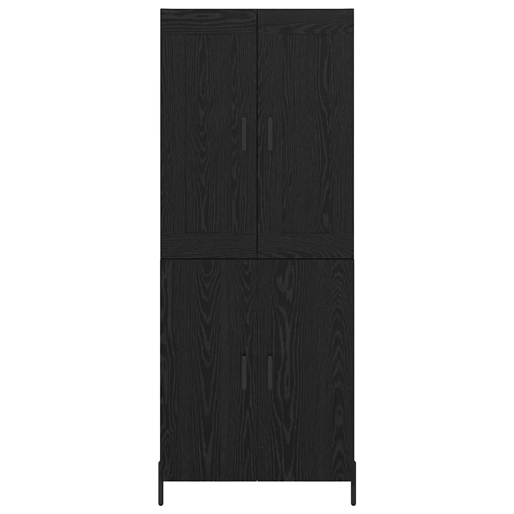 Credenza 2 pcs Rovere Nero Legno multistrato