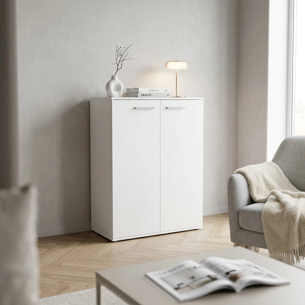 Armadietto da Bagno con 2 ante in Legno Composito cm 68x34x95 - COLBY