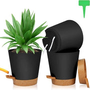 Set di vaso per piante da 3 con autoirrigazione - Vaso in plastica con sostegno per piante - 165 x 17 cm - 20 etichette per piante