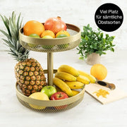Fruitiera in metallo dorato - moderna ciotola per frutta in metallo dorato - fruitiera dorata per il contenimento di frutta, verdura e pane