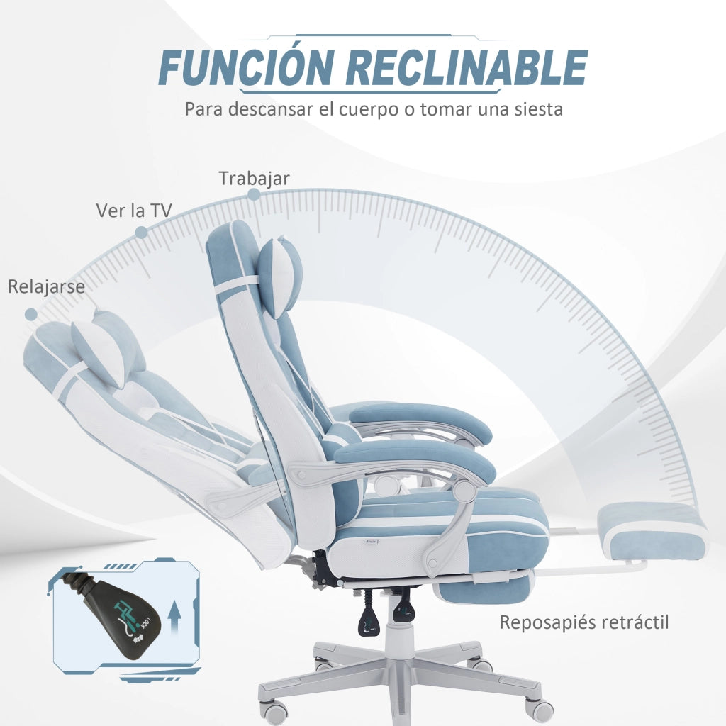 Sedia da Gaming Reclinabile con Poggiapiedi e Schienale Regolabile ¨C Minimal ¨C Blu