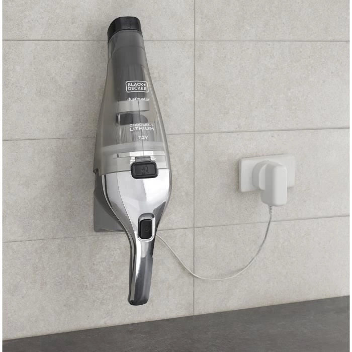 BLACK + DECKER NVC220WC-QW - Aspirapolvere manuale - Dustbuster Lithium 7,2V - EasyGrip - Cromo e Titanio