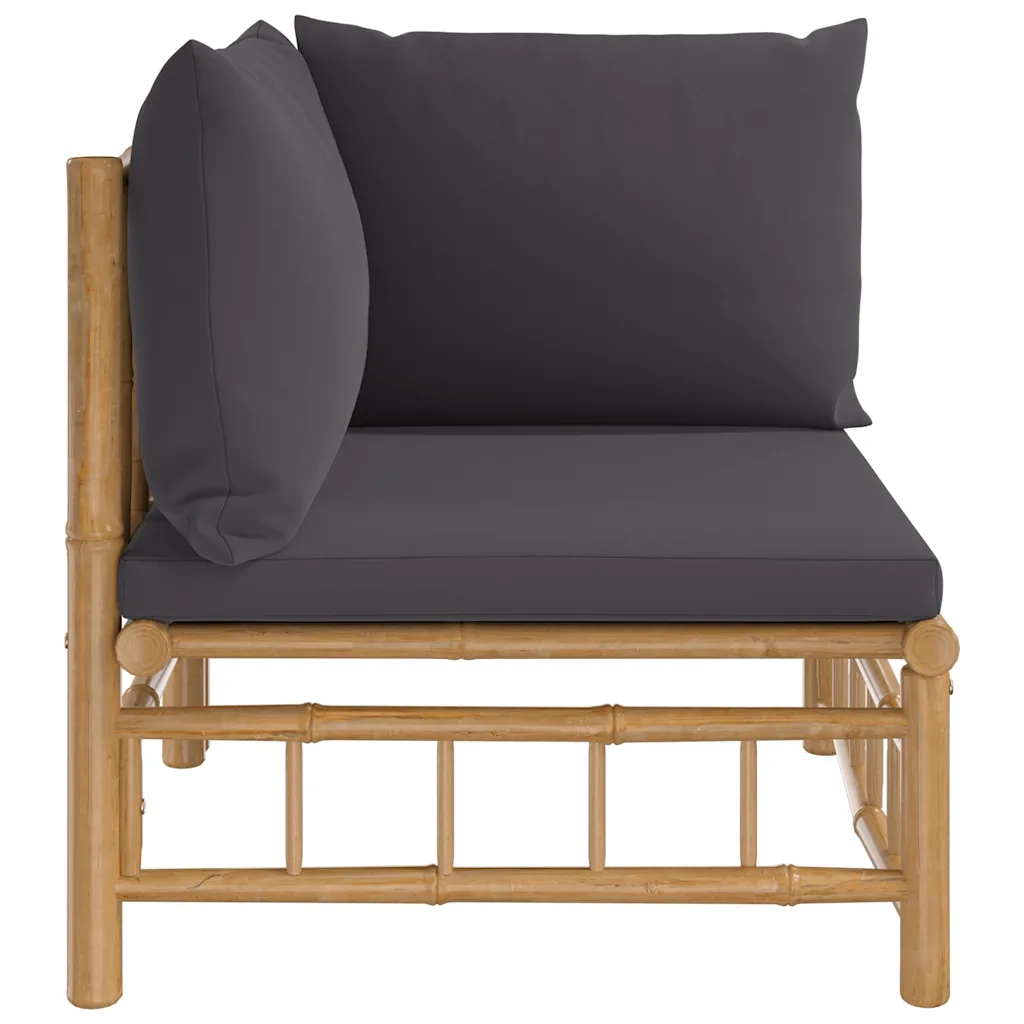 Divano Angolare da Giardino con Cuscini Grigio Scuro BambÃ¹cod mxl 70674