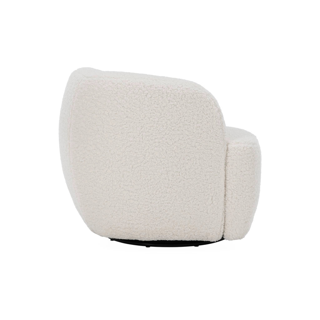 Poltrona girevole in metallo e bouclé, 360º, crema