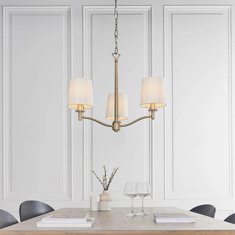 Lampadario 3 luci ottone antico opaco E14 Ortona Endon