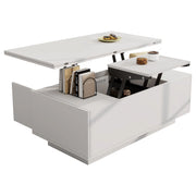 TAVOLINO DA CAFFÈ 100x50x43 cm Bianco in pannello di legno con doppio piano ribaltabile