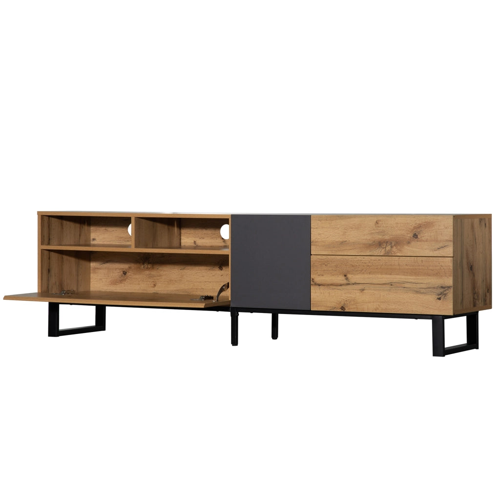Mobile TV moderno con colorblocking - Zephmum - 180cm - Finitura in legno