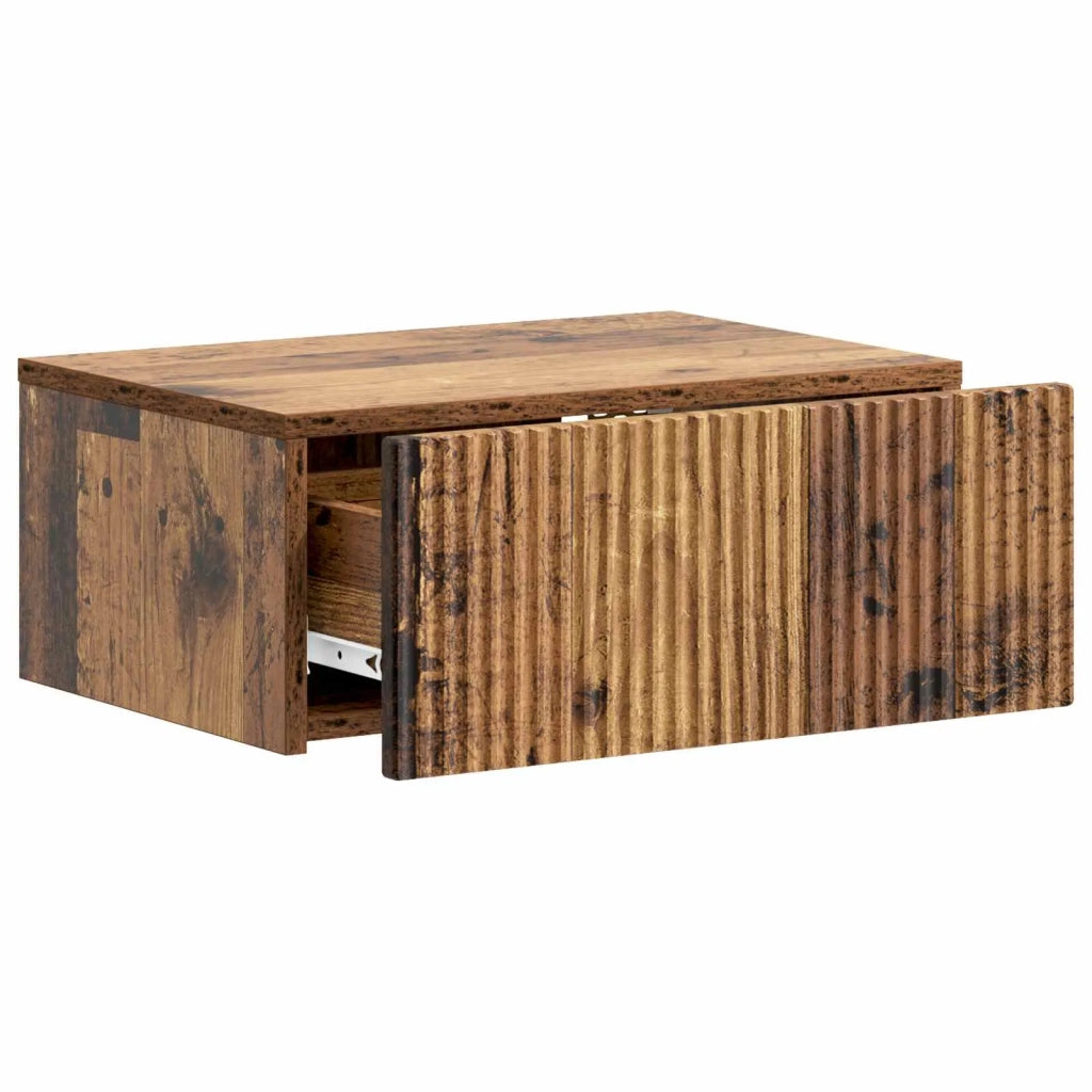 Set di 2 Comodini | Armadio da Notte | Mobiletto da notte a muro Legno antico 49 x 34,5 x 20 cm