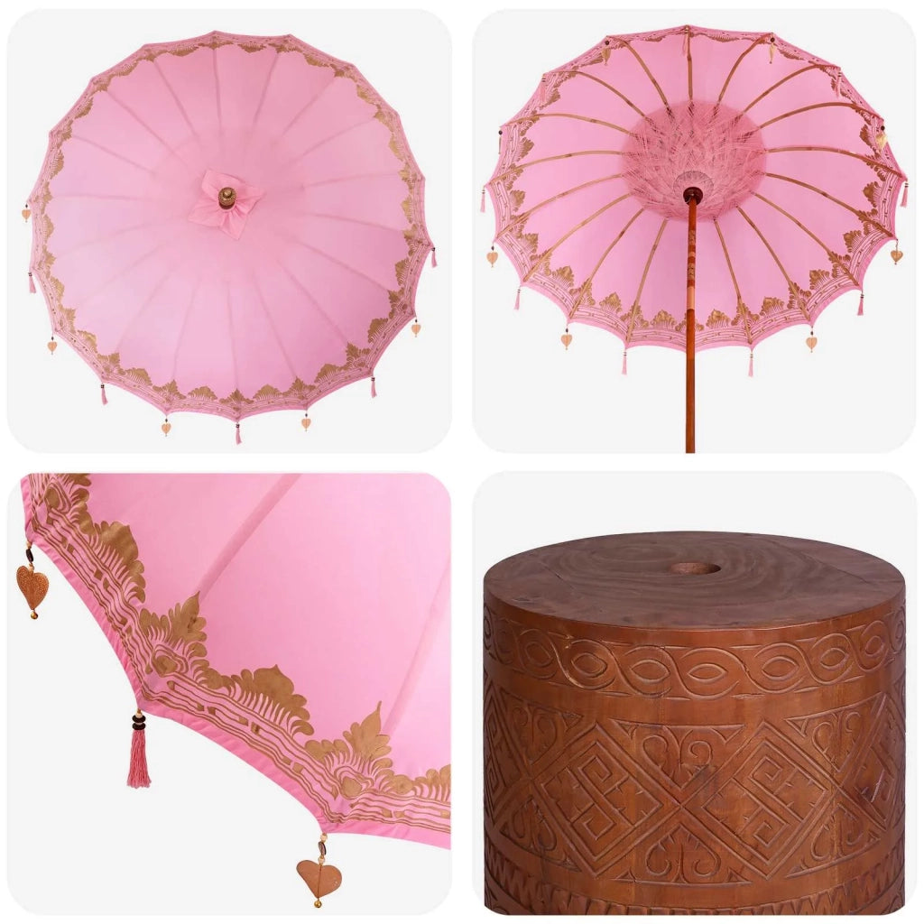 Ombrello balinese con base 2 pz Rosa 3433029