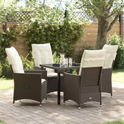Set da Pranzo per Giardino con cuscino 5 pcs Marrone polyrattan