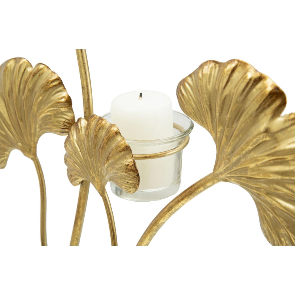 Portacandela Foglia 60, Oro, Metallo, 29x12,5x44 cm