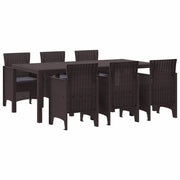 Set da Pranzo per Giardino 7 pcs Marrone Polipropilene 3378720