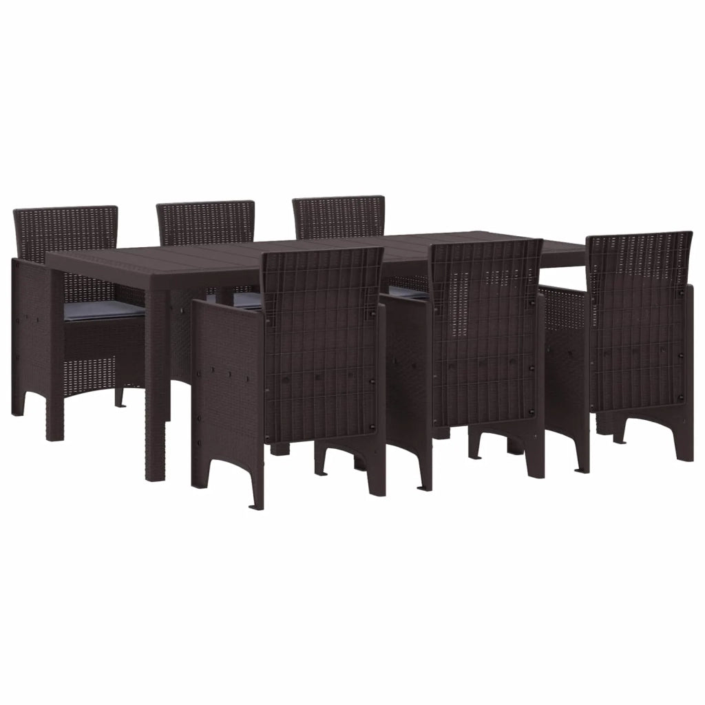 Set da Pranzo per Giardino 7 pcs Marrone Polipropilene 3378720