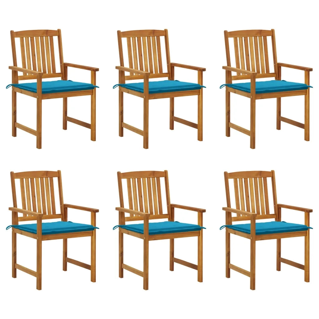 Sedie da Giardino con Cuscini 6 pz in Legno Massello di Acacia cod mxl 25699