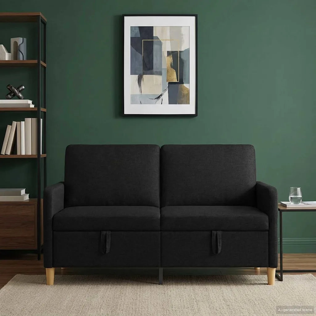 Divano con Storage Nero 152 x 78 x 87 cm Poliestere 42036921