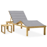 Lettino da Giardino con Tavolino Cuscino Legno Pino Impregnato cod mxl 44904