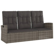 Panchina da giardino arredo esterno per patio panchina reclinabile da terrazza con cuscini grigi 173 x 62 x 95 cm resina intrecciata 02_0011738
