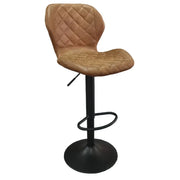 Sgabello da bar MABEL - PU cognac - Altezza regolabile 90-111 cm - Piedi in metallo - Stile vintage