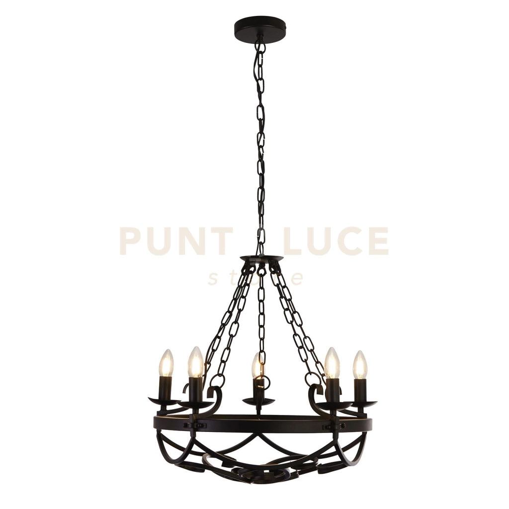 Cartwheel III 5Lt Pendant - Ferro battuto nero